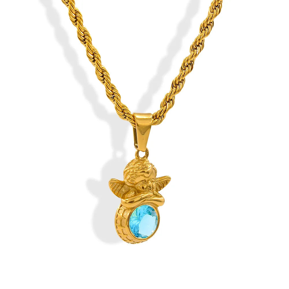 Dainty Angel Birthstone Necklace 🇬🇧