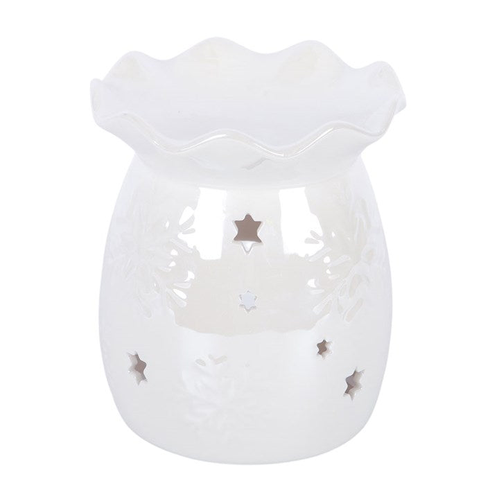Iridescent White Snowflake Oil Burner and Wax Warmer 🇬🇧