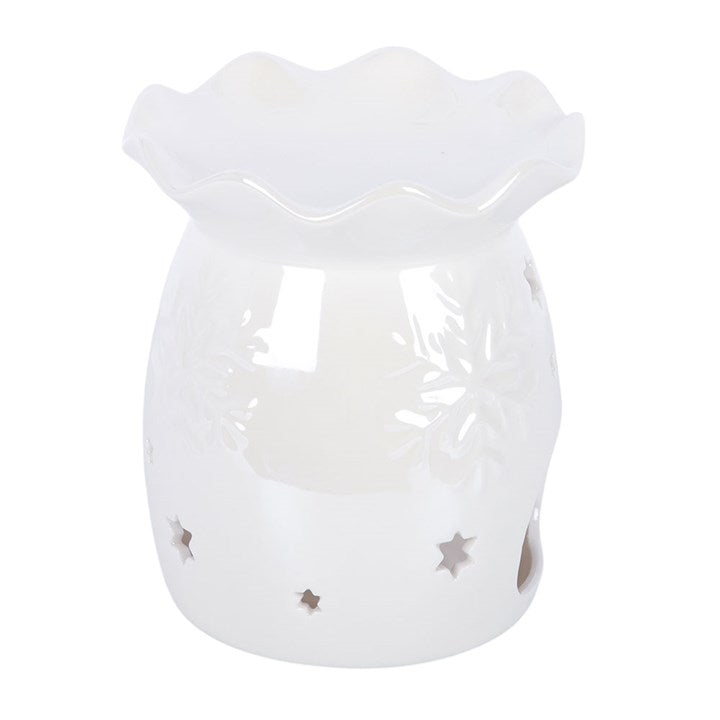 Iridescent White Snowflake Oil Burner and Wax Warmer 🇬🇧