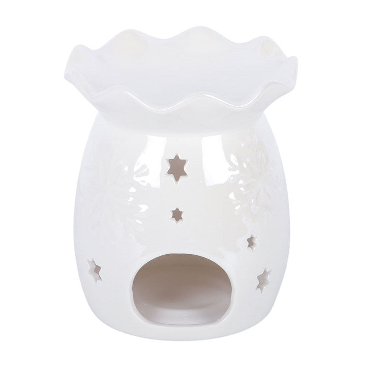 Iridescent White Snowflake Oil Burner and Wax Warmer 🇬🇧