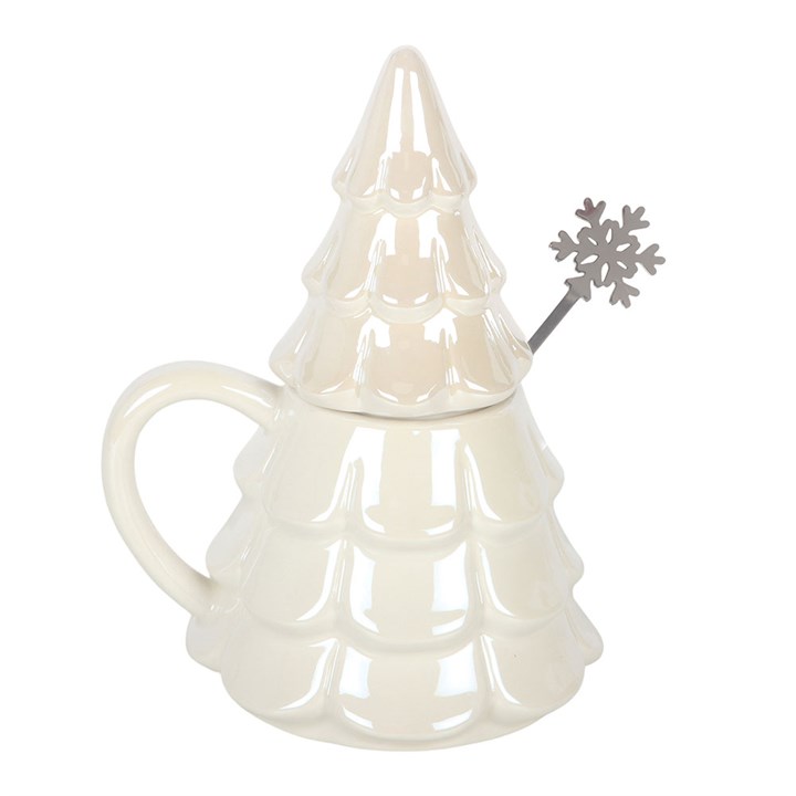 Iridescent Fir Tree Mug and Snowflake Spoon Set 🇬🇧