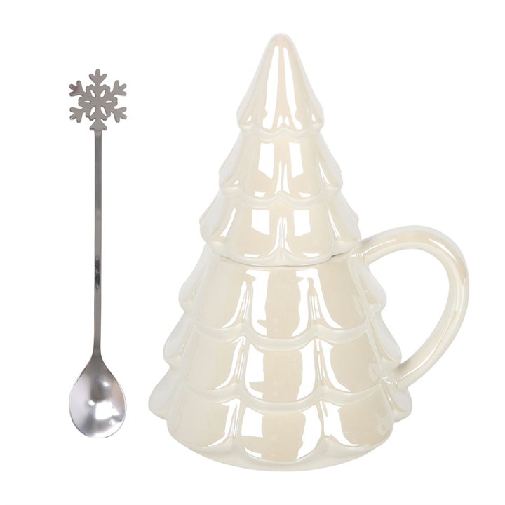 Iridescent Fir Tree Mug and Snowflake Spoon Set 🇬🇧
