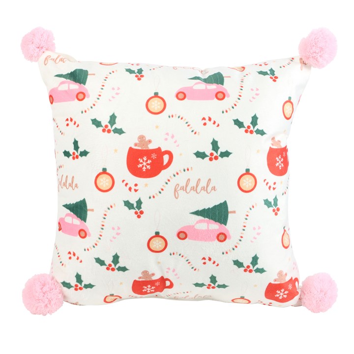 Square Sugarplum Fun Christmas Print Cushion 🇬🇧