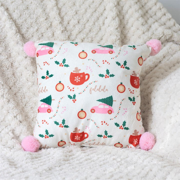 Square Sugarplum Fun Christmas Print Cushion 🇬🇧