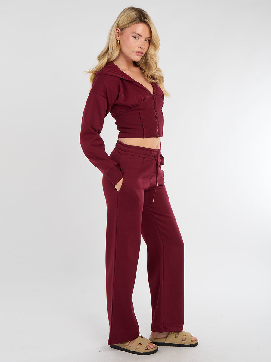Cropped Zip Up Hood Sweatshirt & Wide Leg Trouser Tracksuit 🇬🇧