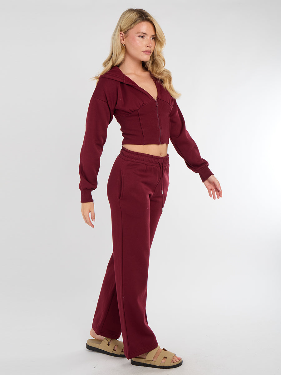 Cropped Zip Up Hood Sweatshirt & Wide Leg Trouser Tracksuit 🇬🇧