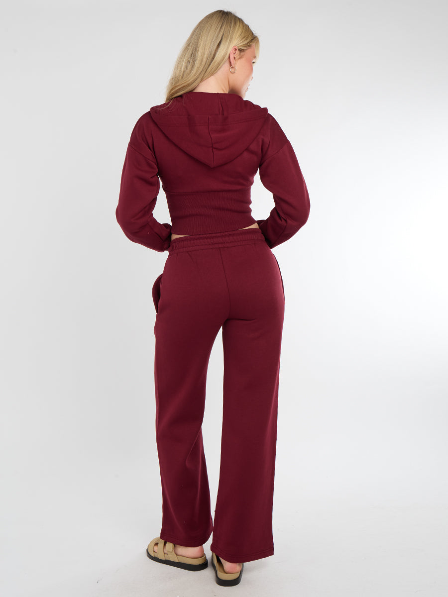 Cropped Zip Up Hood Sweatshirt & Wide Leg Trouser Tracksuit 🇬🇧