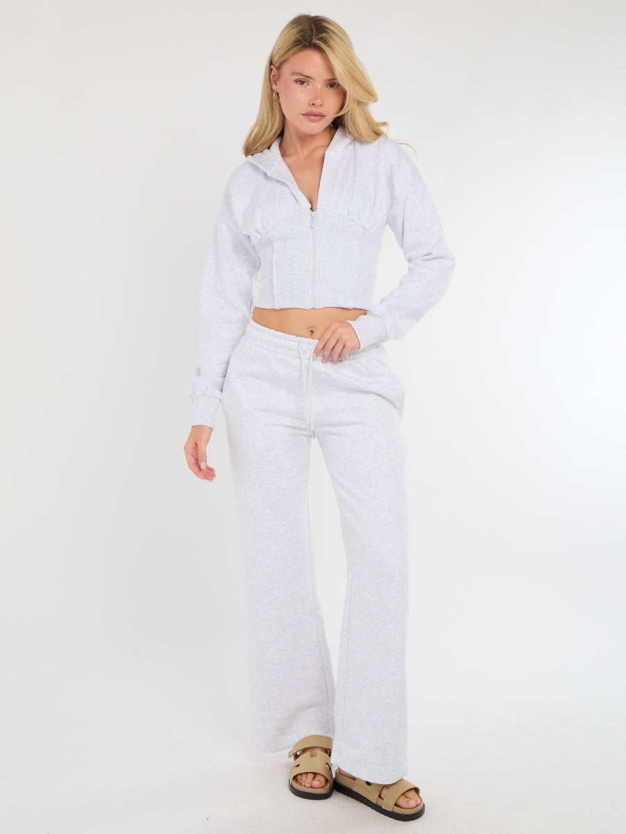 Cropped Zip Up Hood Sweatshirt & Wide Leg Trouser Tracksuit 🇬🇧