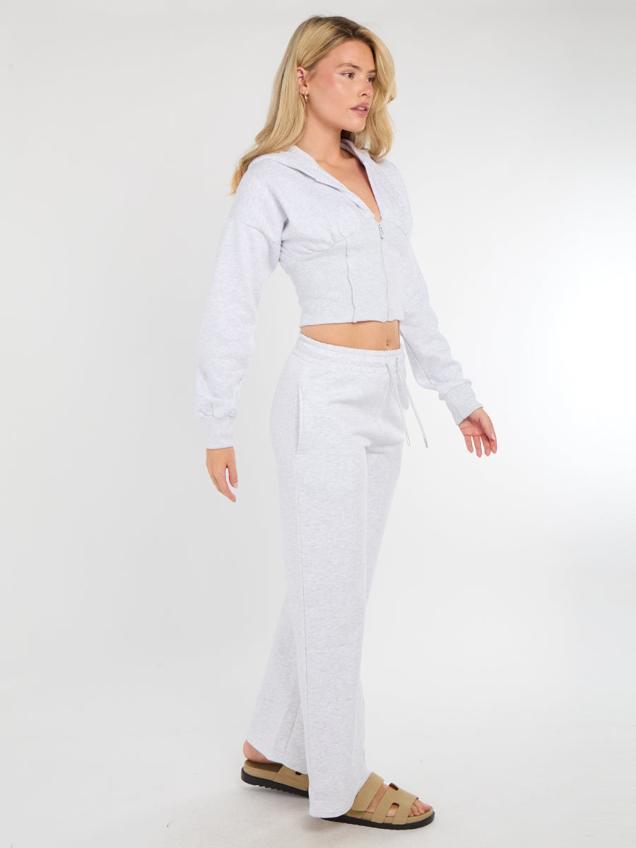 Cropped Zip Up Hood Sweatshirt & Wide Leg Trouser Tracksuit 🇬🇧