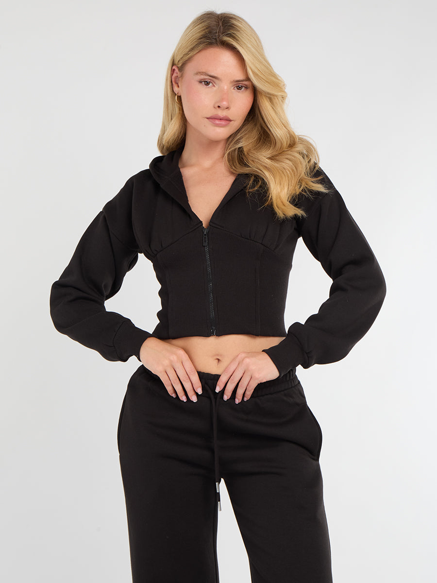 Cropped Zip Up Hood Sweatshirt & Wide Leg Trouser Tracksuit 🇬🇧
