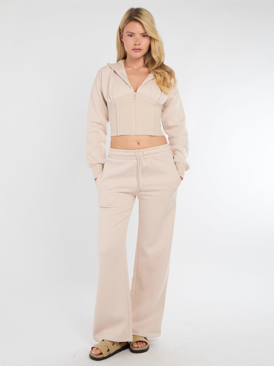 Cropped Zip Up Hood Sweatshirt & Wide Leg Trouser Tracksuit 🇬🇧