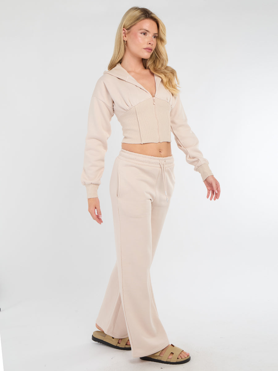 Cropped Zip Up Hood Sweatshirt & Wide Leg Trouser Tracksuit 🇬🇧