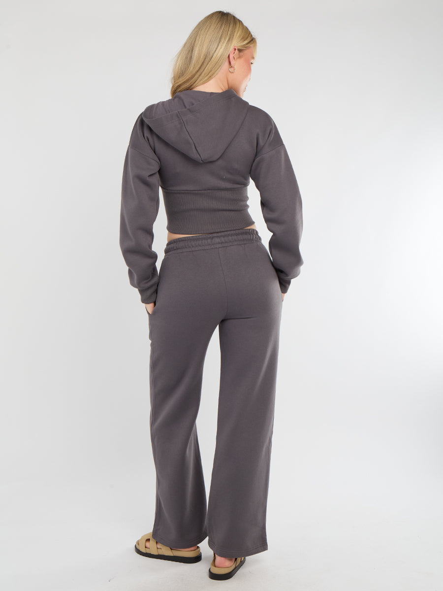 Cropped Zip Up Hood Sweatshirt & Wide Leg Trouser Tracksuit 🇬🇧