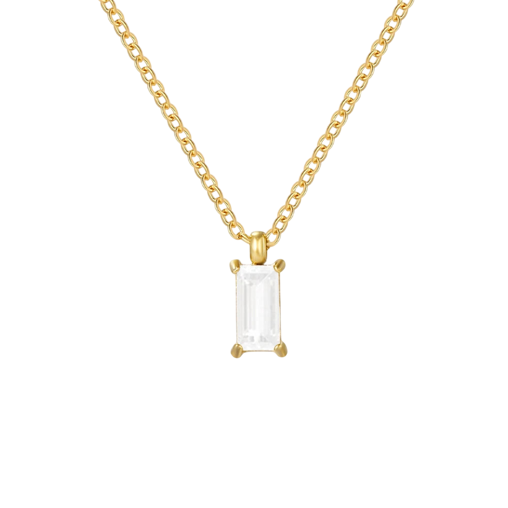 Elegant Rectangular Zirconia Pendant Necklace – Gold & Silver 🇬🇧