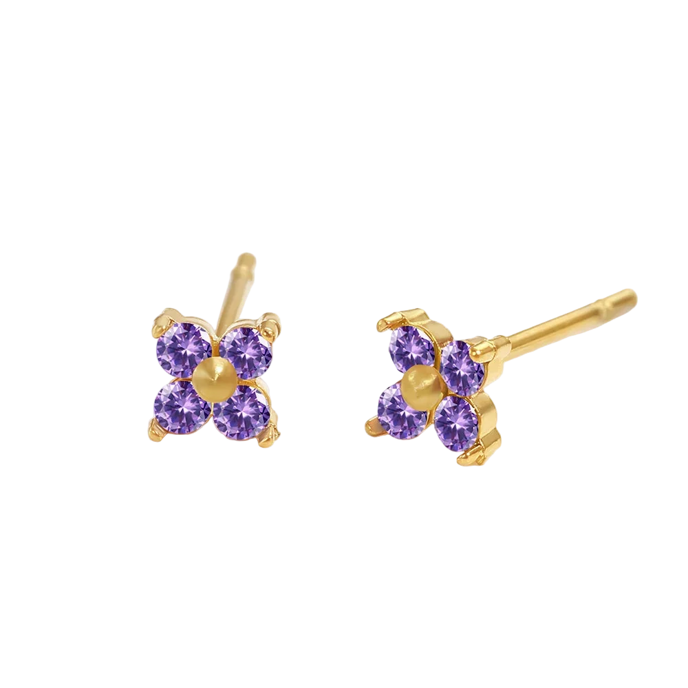 Birthstone Flower Stud Earrings 🇬🇧