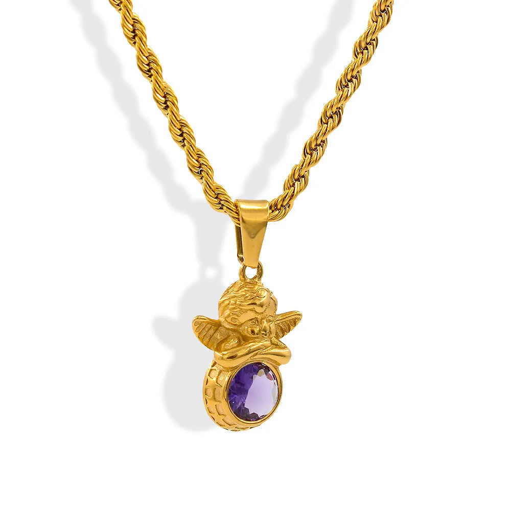 Dainty Angel Birthstone Necklace 🇬🇧