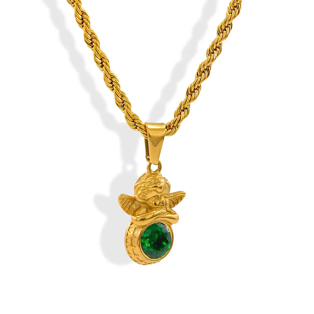 Dainty Angel Birthstone Necklace 🇬🇧