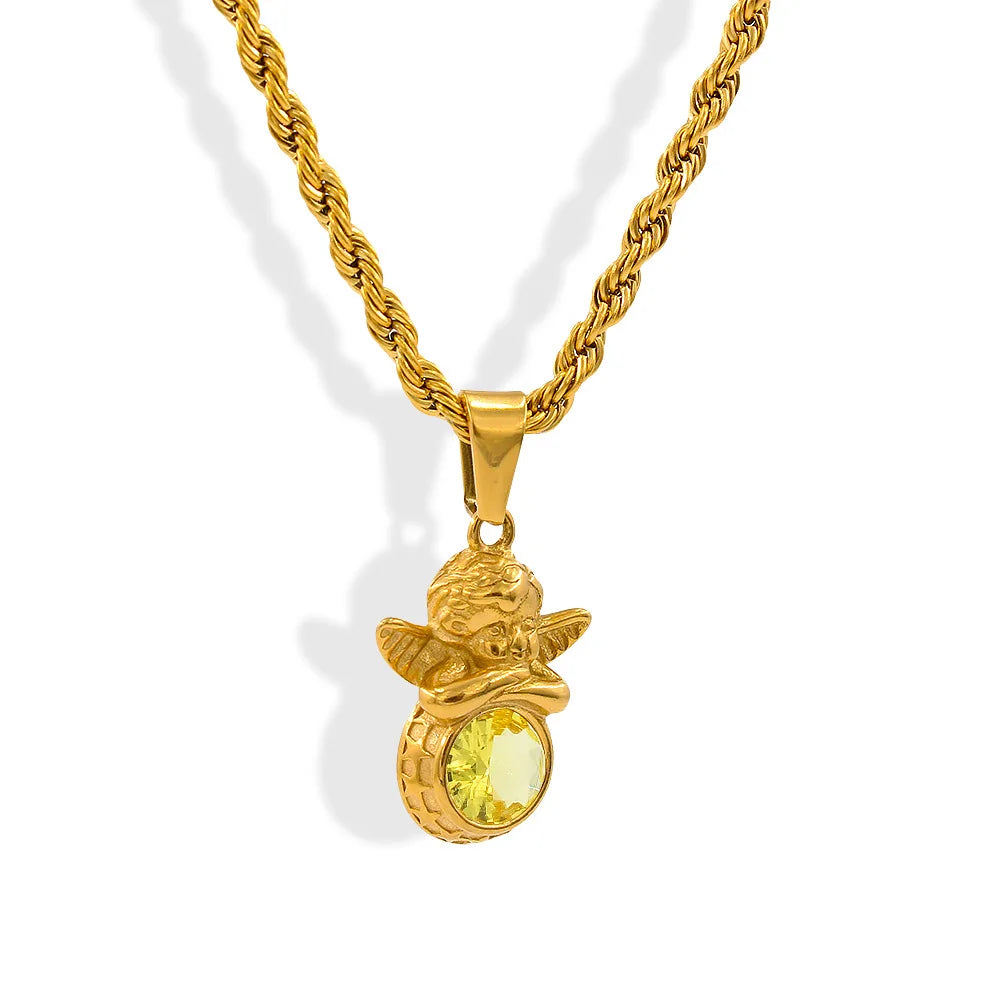 Dainty Angel Birthstone Necklace 🇬🇧