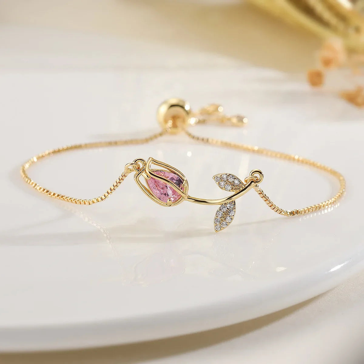 Cute Tulip Bracelet - Pink & White 🇬🇧