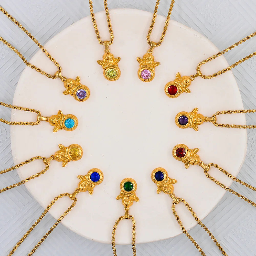 Dainty Angel Birthstone Necklace 🇬🇧