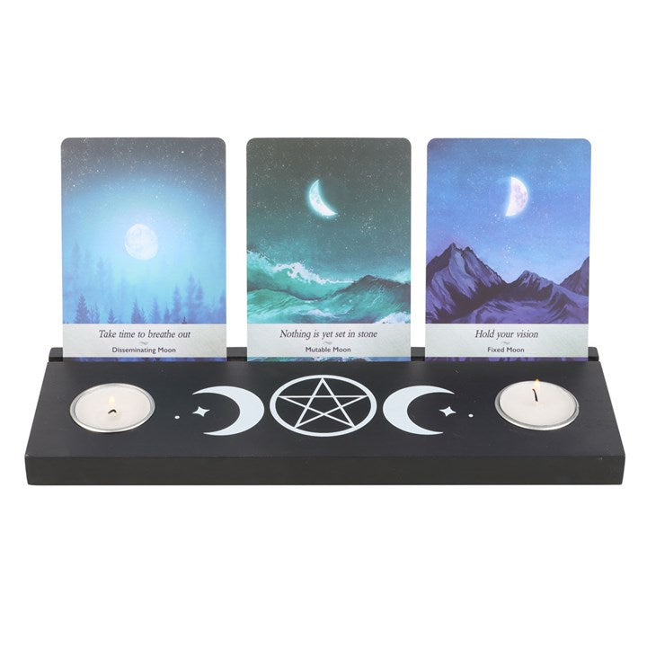 Black Triple Moon Tarot Card Stand Tealight Holder 🇬🇧