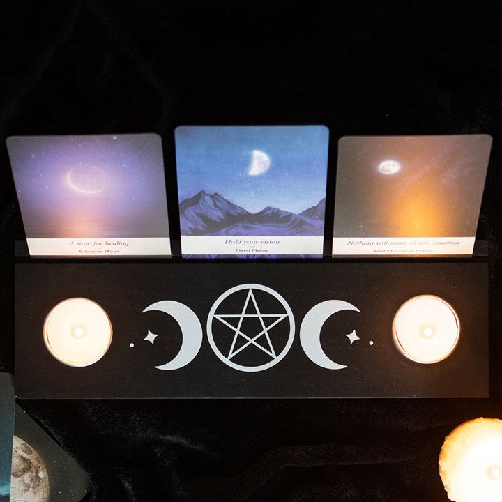 Black Triple Moon Tarot Card Stand Tealight Holder 🇬🇧