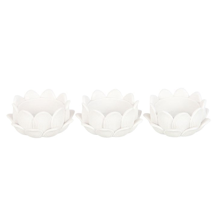 Set of 3 White Lotus Flower Tealight Holders 🇬🇧