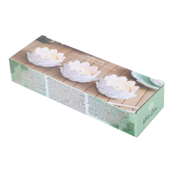 Set of 3 White Lotus Flower Tealight Holders 🇬🇧