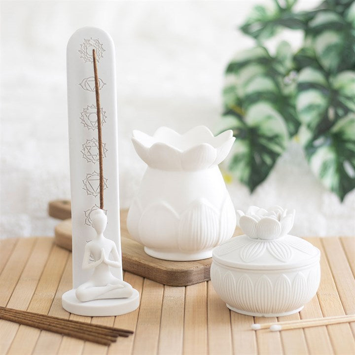 White Chakra and Yoga Pose Incense Stick Holder 🇬🇧