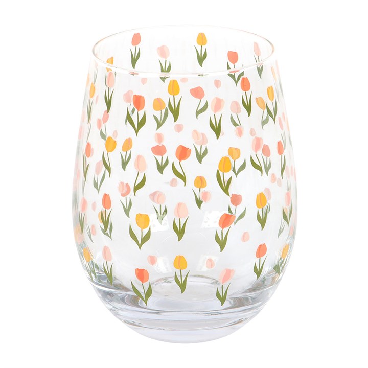 Tulip Print Stemless Glass 🇬🇧