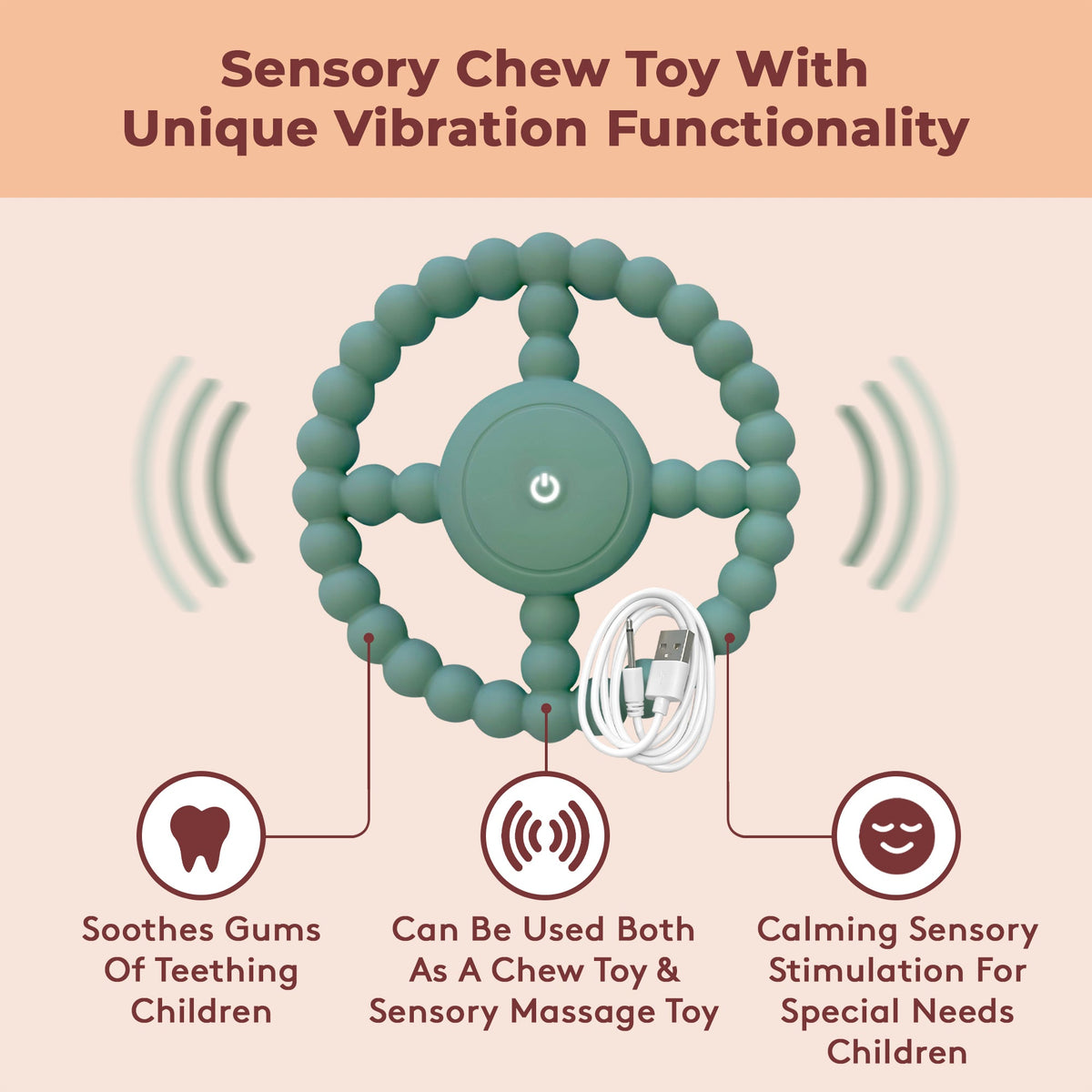 Vibrating Sensory Chew Toy - Autism Chew Toys & Baby Teething Toys 🇬🇧