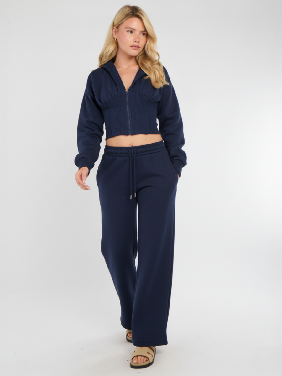 Cropped Zip Up Hood Sweatshirt & Wide Leg Trouser Tracksuit 🇬🇧