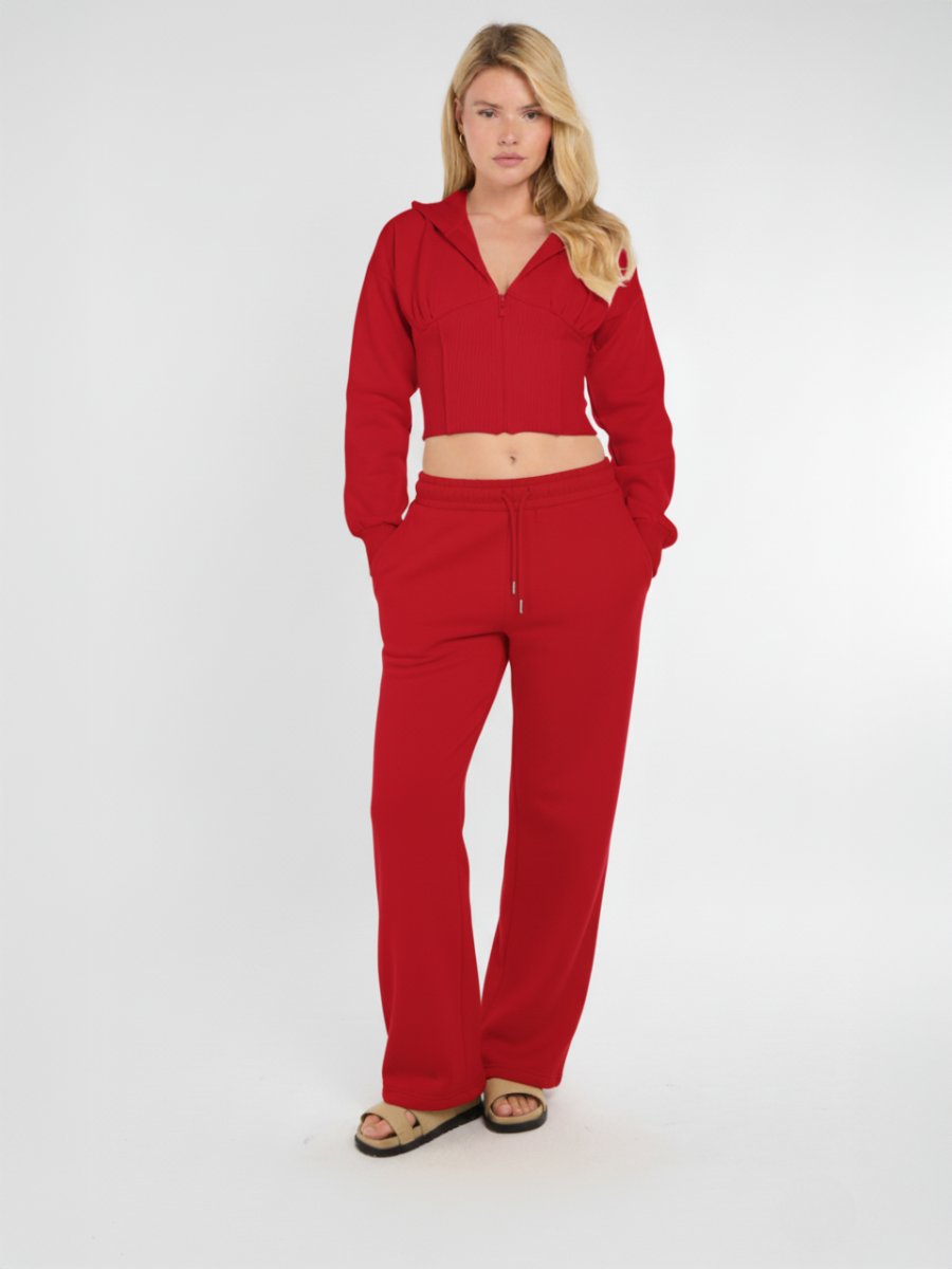 Cropped Zip Up Hood Sweatshirt & Wide Leg Trouser Tracksuit 🇬🇧