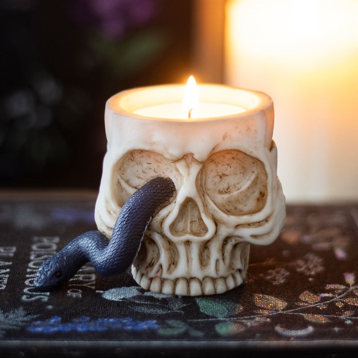 Skull Tealight Holder with Snake 🇬🇧