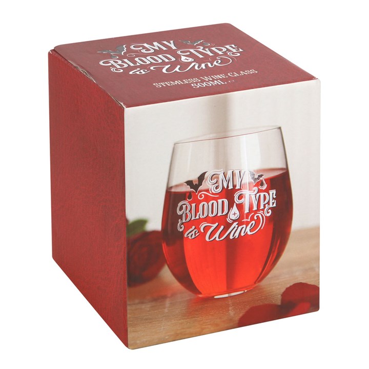 My Blood Type is Wine Stemless Wine Glass 🇬🇧
