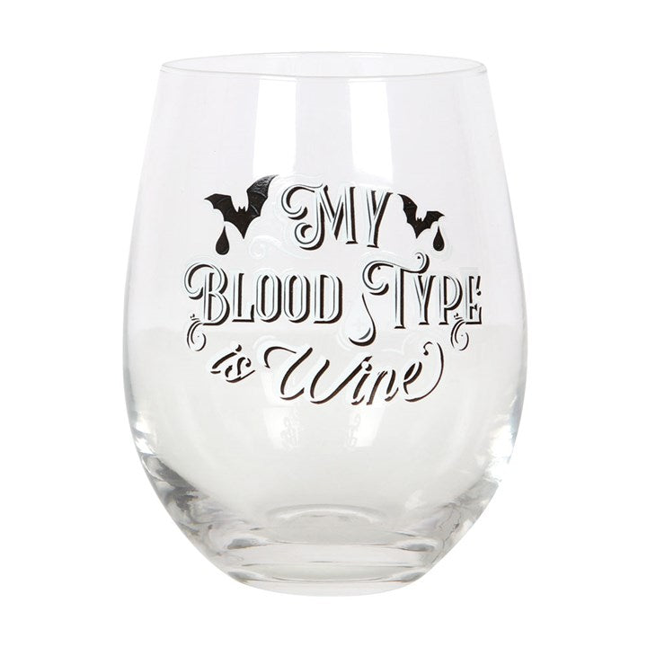 My Blood Type is Wine Stemless Wine Glass 🇬🇧