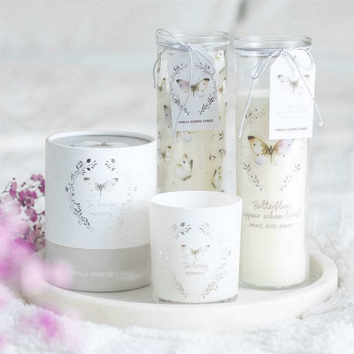 In Loving Memory White Butterfly Vanilla Candle 🇬🇧