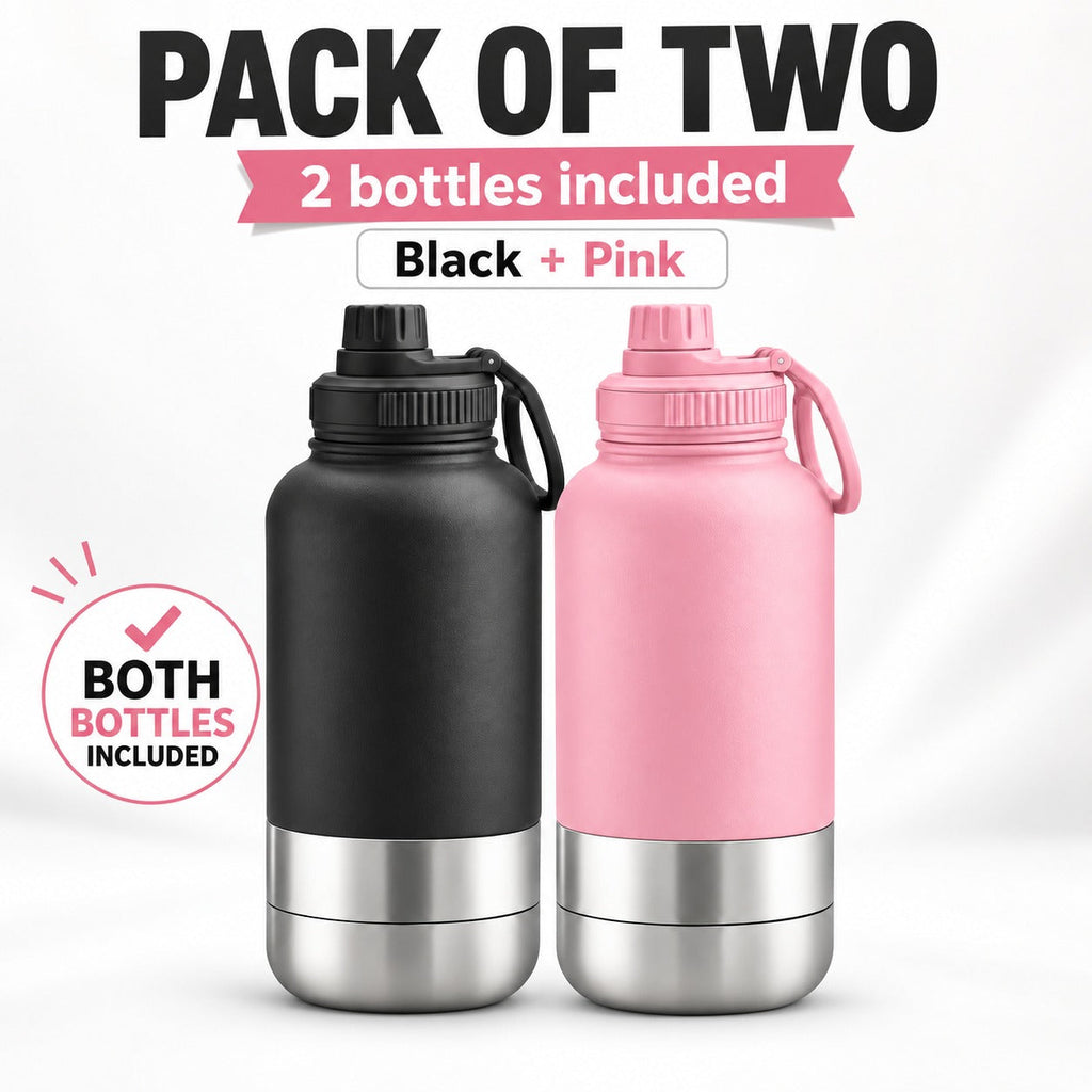 2 Pack Pet Travel Water Bottles Portable Dog Drinking Bottle Black & Pink 🇬🇧