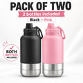 2 Pack Pet Travel Water Bottles Portable Dog Drinking Bottle Black & Pink 🇬🇧