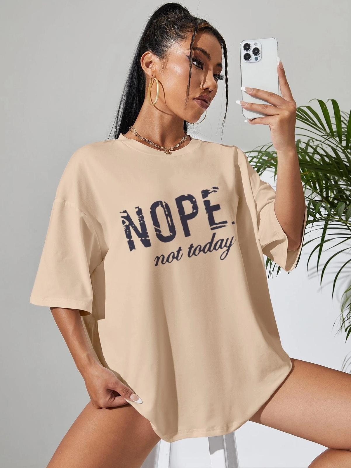 Ladies Oversized Nope Not Today Identical Graphic Print Short Sleeves T Shirt Top 🇬🇧