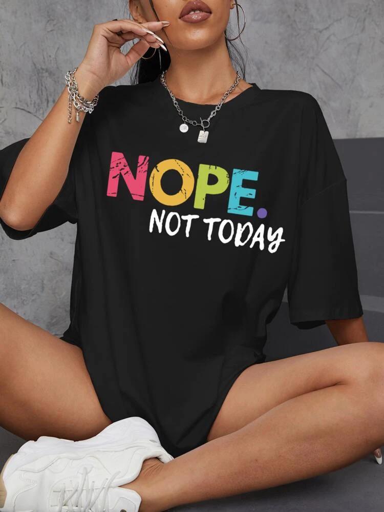 Ladies Oversized  Nope Not Today Short Sleeves T Shirt Top 🇬🇧