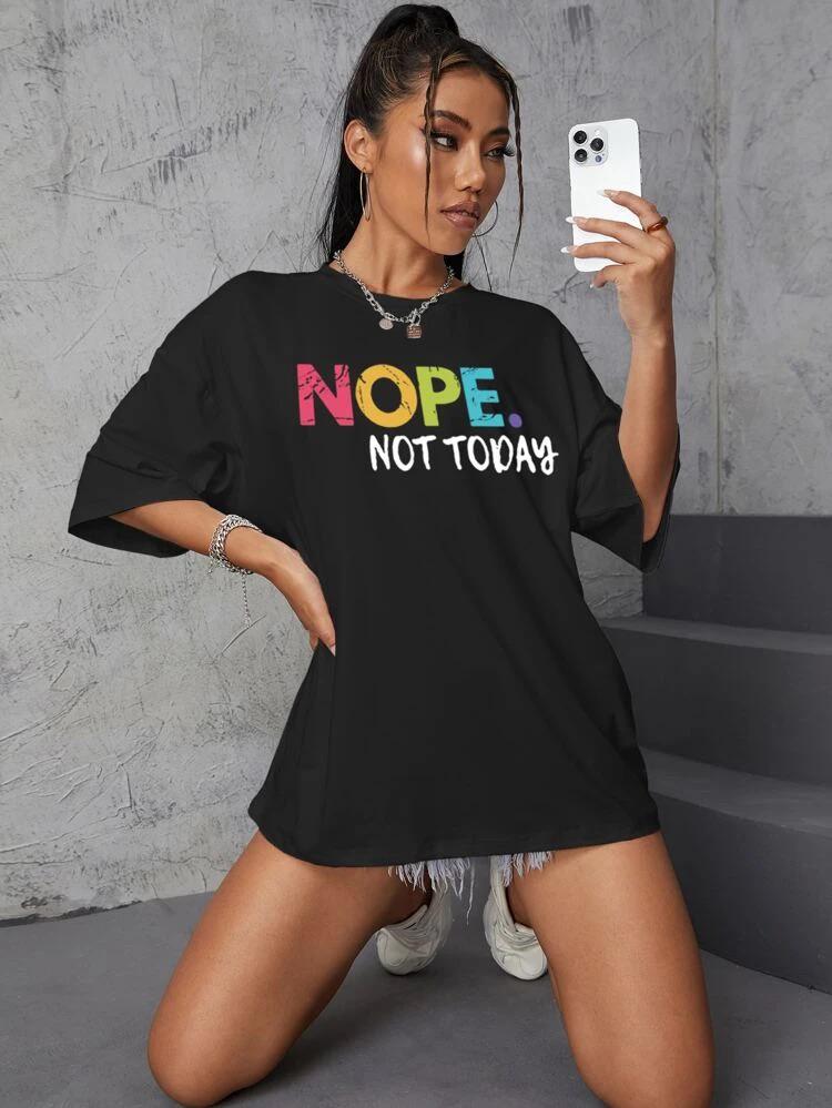Ladies Oversized  Nope Not Today Short Sleeves T Shirt Top 🇬🇧