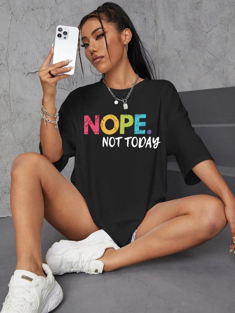 Ladies Oversized  Nope Not Today Short Sleeves T Shirt Top 🇬🇧