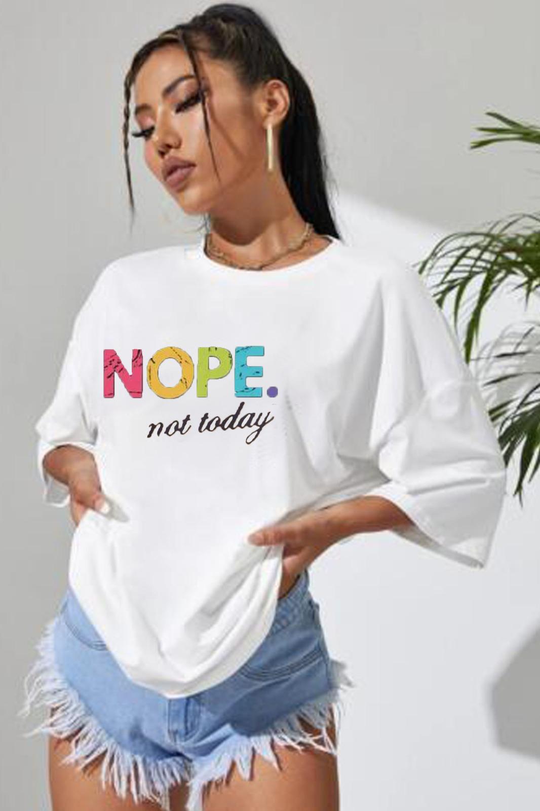 Ladies Oversized  Nope Not Today Short Sleeves T Shirt Top 🇬🇧
