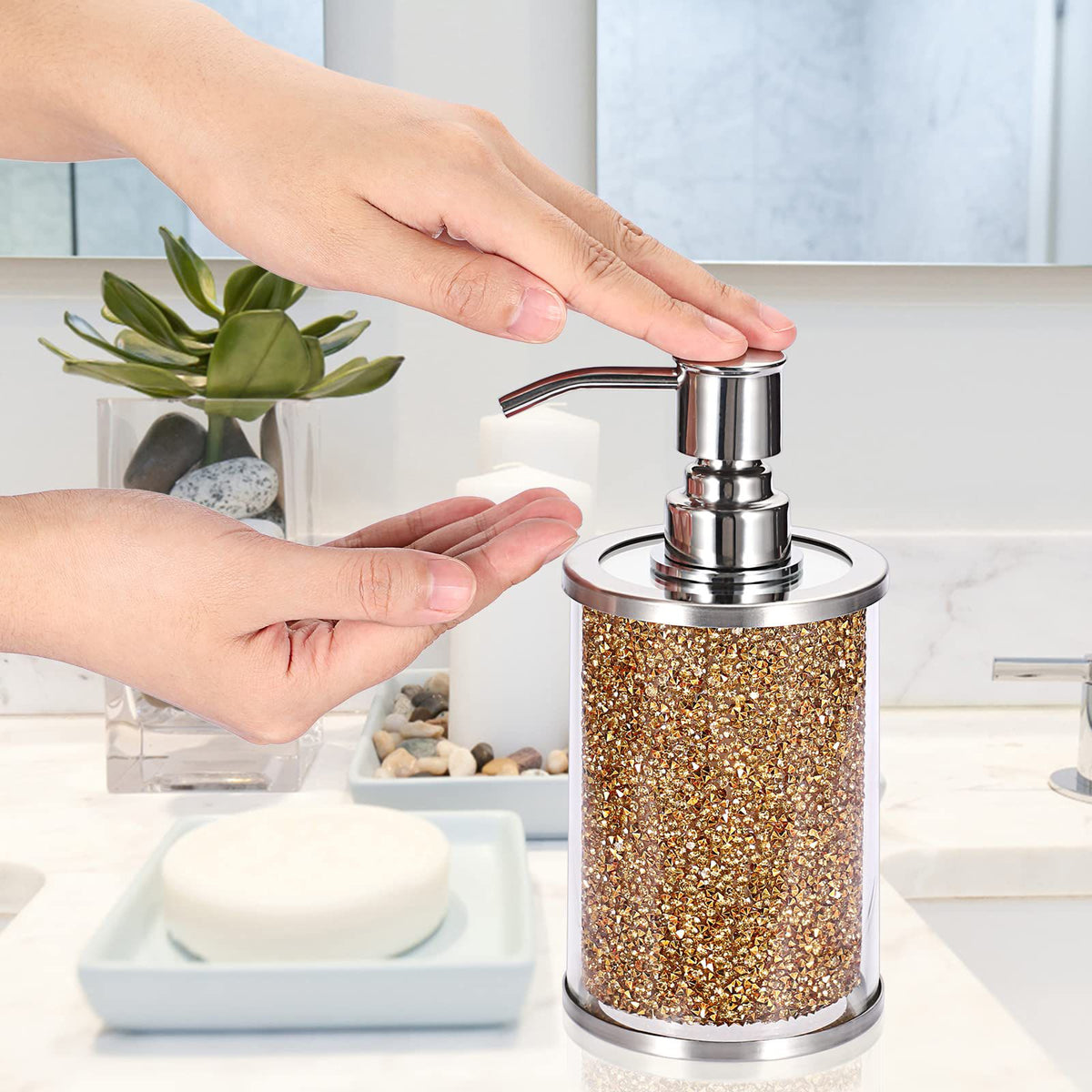 Soap Dispenser Dimond Mirrored crushed crystal (gold)🇬🇧