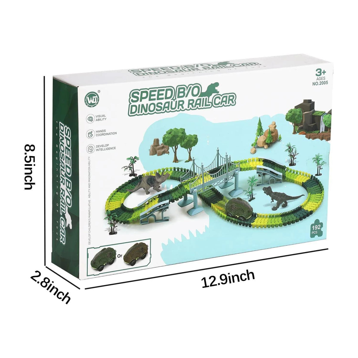 Fast Electric Dinosaur Track Car (No Night Light, 192 Pieces, Track 160 Pieces)🇬🇧