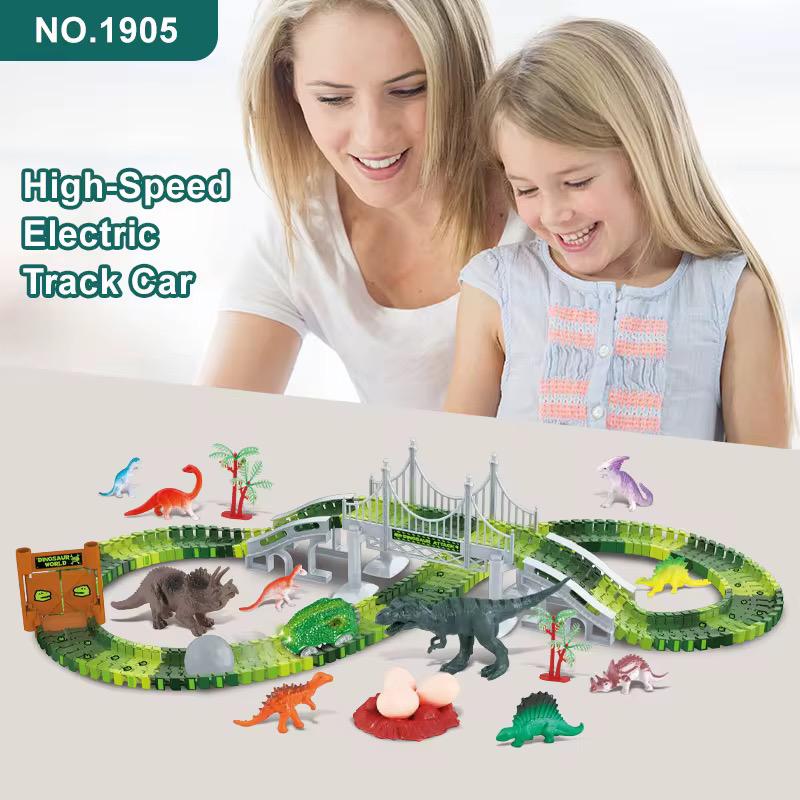 Fast Electric Dinosaur Track Car (No Night Light, 192 Pieces, Track 160 Pieces)🇬🇧
