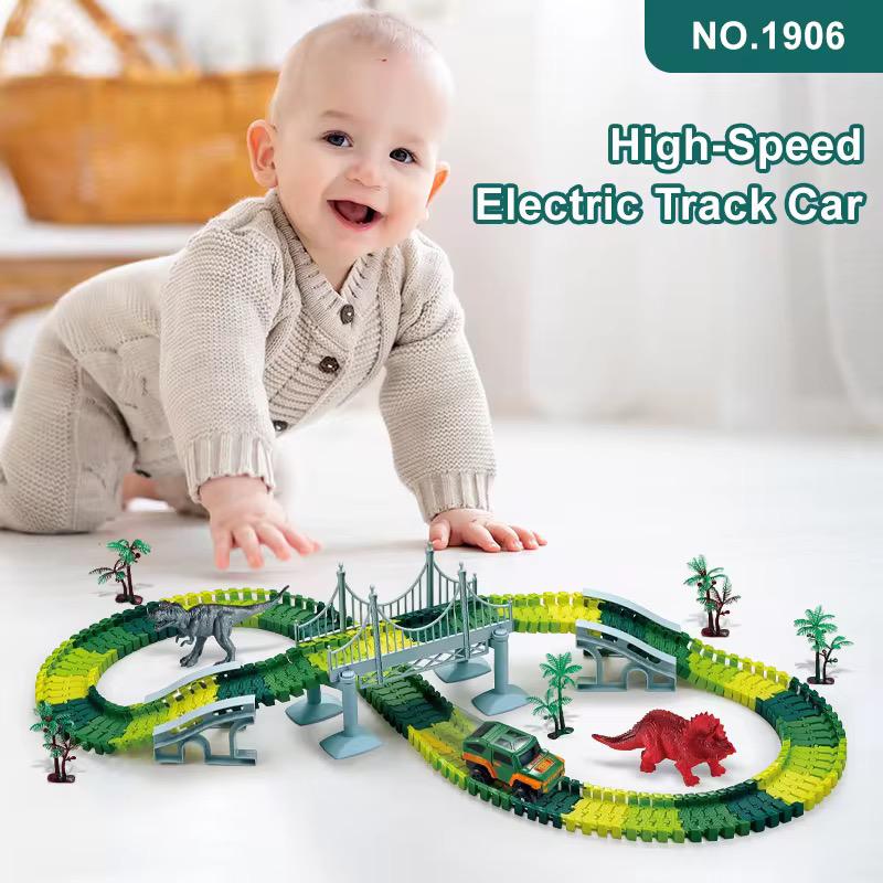 Fast Electric Dinosaur Track Car (No Night Light, 192 Pieces, Track 160 Pieces)🇬🇧