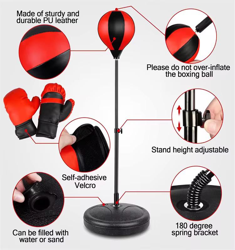 Foot pedal speed ball long tube + 22cm ball and a set of gloves🇬🇧