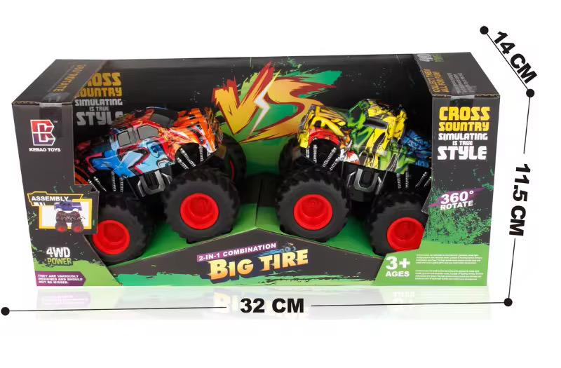 Four-wheel drive graffiti-style inertial rotation off-road vehicle tractor unit + Jeep 2 vehicles 🇬🇧